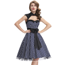 Belle Poque Polka Dots Hollowed Large Bow Knot Retro Sexy Vintage Vestido BP000031-2